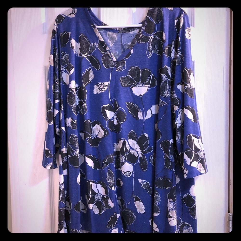 Blue flower print shirt. NWOT size 18/20